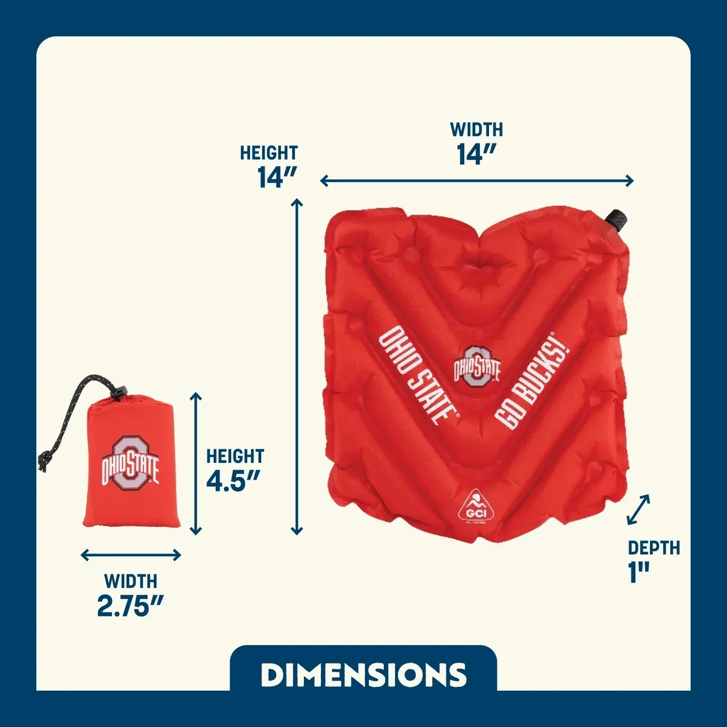 College V Seat™ Inflatable Stadium Cushion - Ohio State Buckeyes - Daily Set