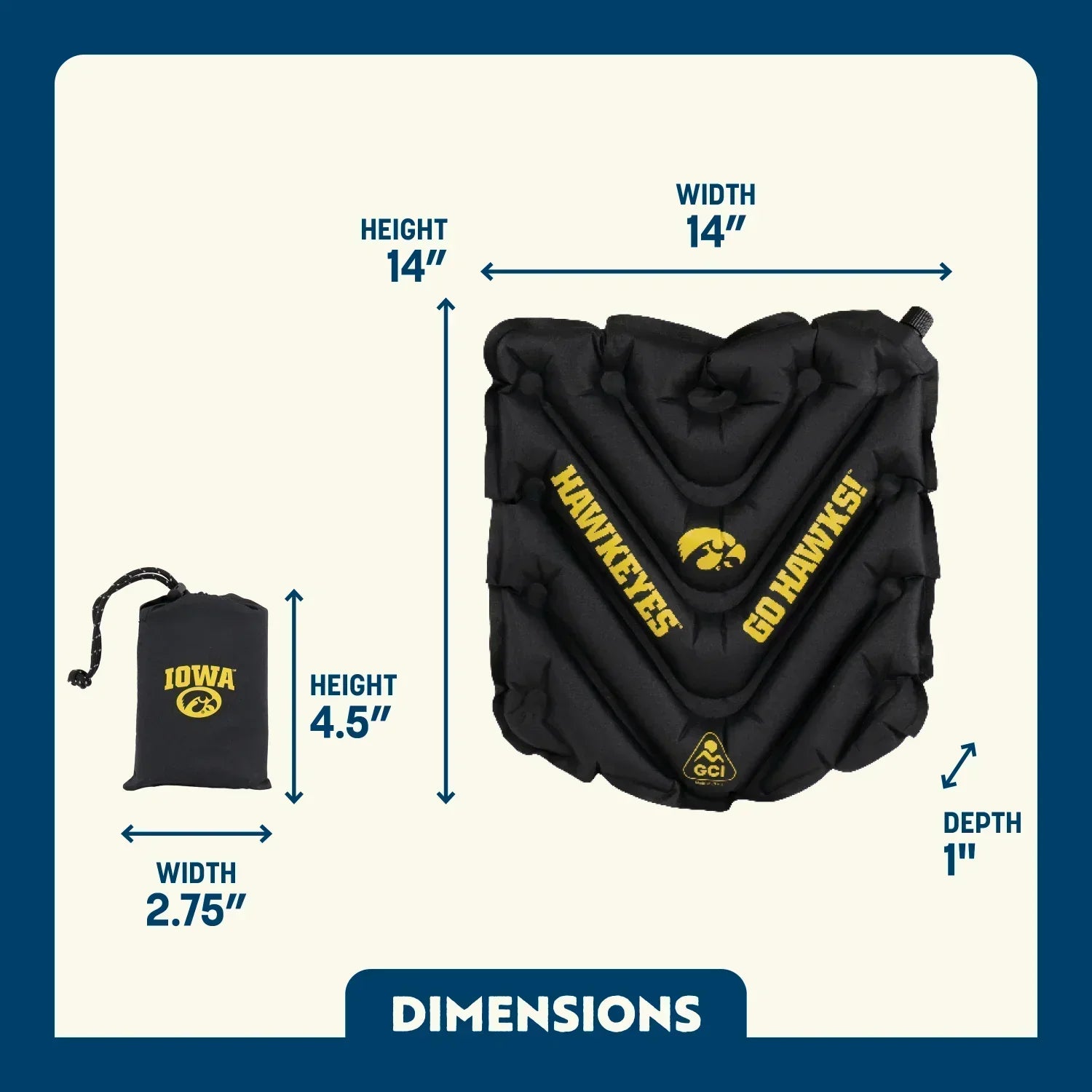 College V Seat™ Inflatable Stadium Cushion - Iowa Hawkeyes - Essential Set