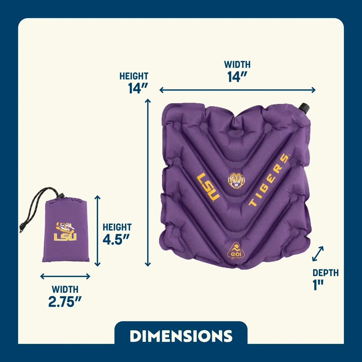 College V Seat™ Inflatable Stadium Cushion - LSU Tigers - Travel Edit